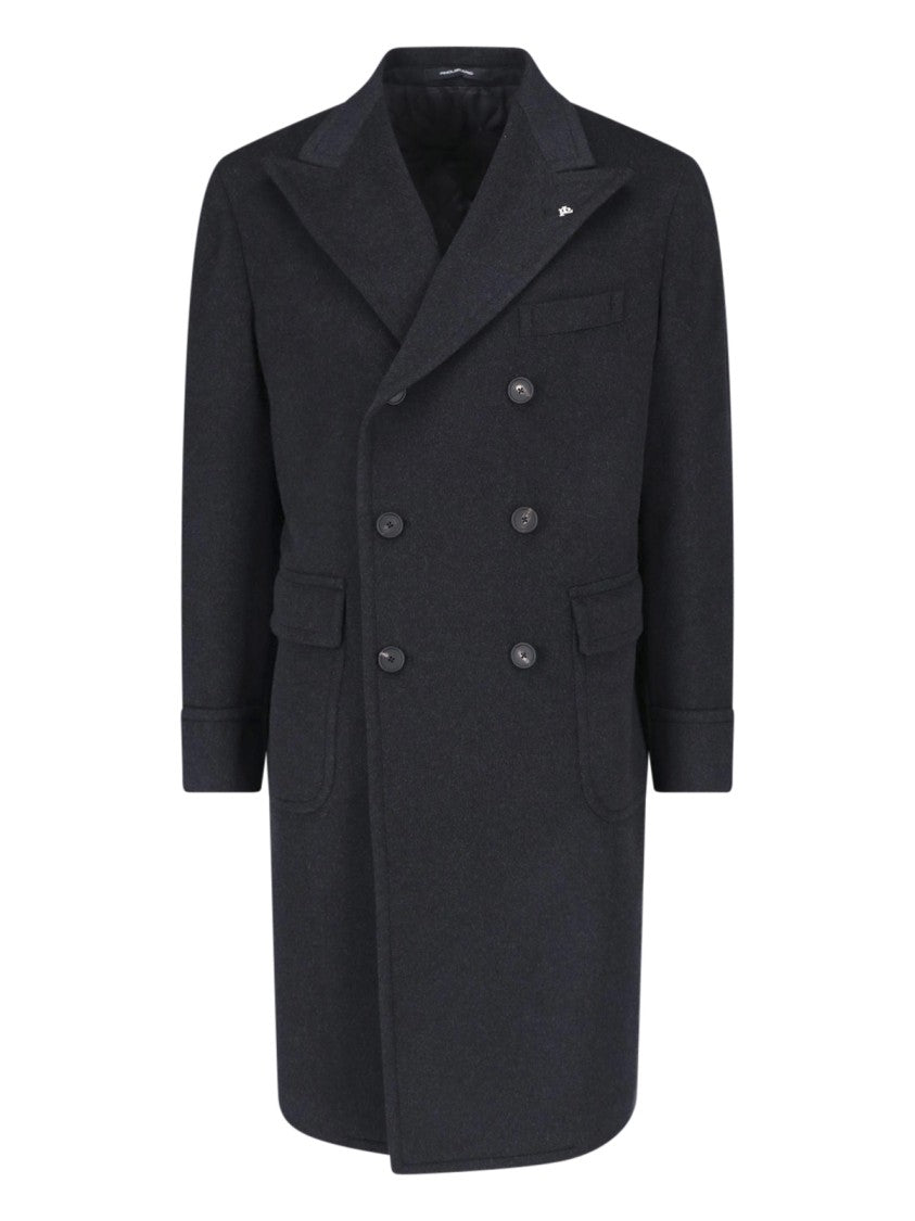 Tagliatore Dark Grey Rupert Double-Breasted Cashmere Coat