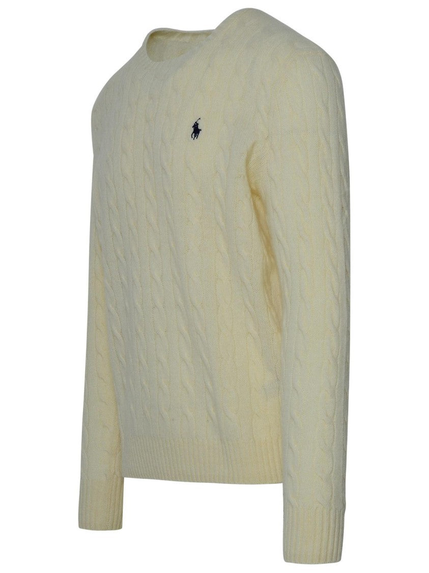 Polo Ralph Lauren Cream Pony Cable-Knit Wool Sweater