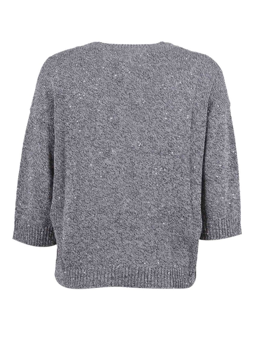Kangra Cashmere Short Sleeve Sequin Pulleneck Sweater
