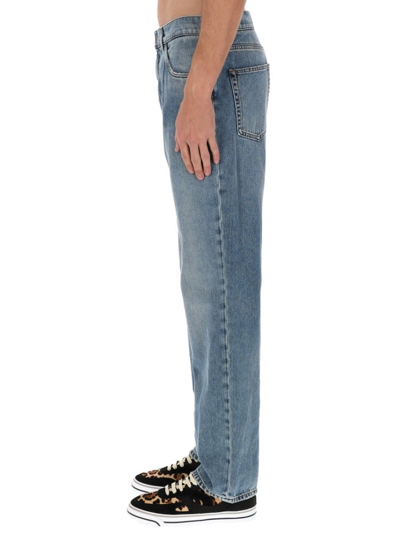 Dolce & Gabbana Faded Wash Cotton Straight-Leg Jeans