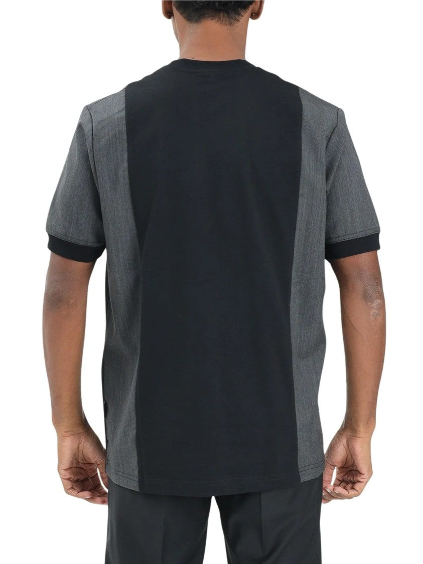 Yes London Black/Grey Color-Block Cotton T-Shirt