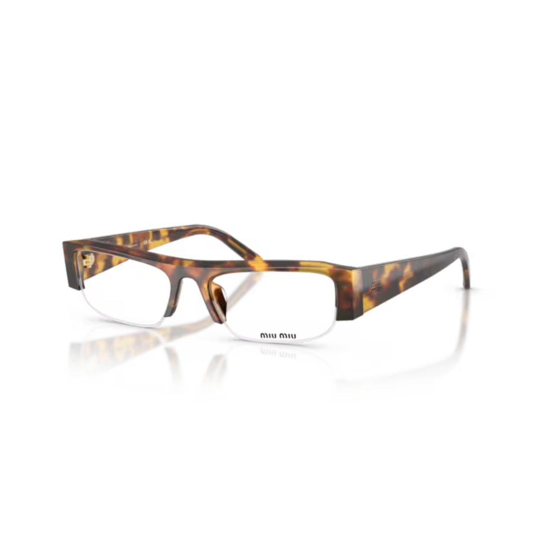 Miu Miu Tortoiseshell Half-Rim Eyeglasses With Slim Arms