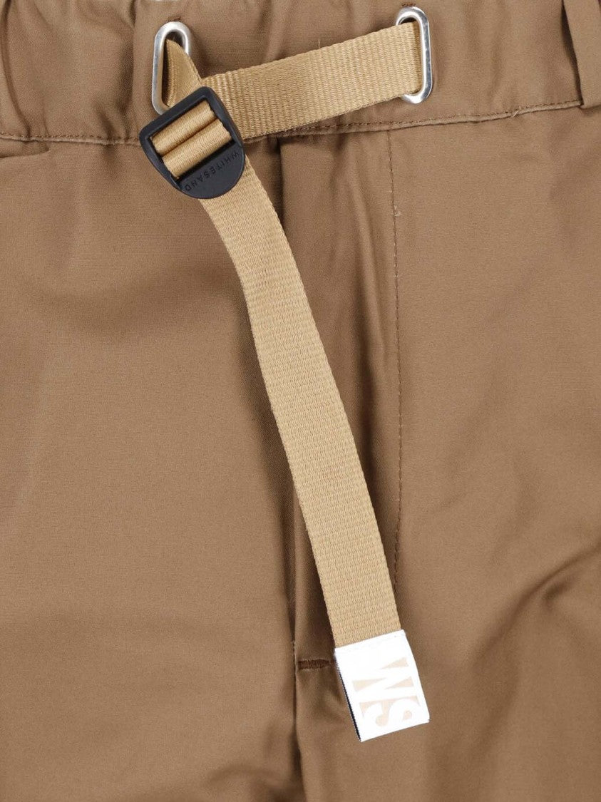 White Sand Brown Cotton Velvet Mid-Rise Straight-Leg Pants