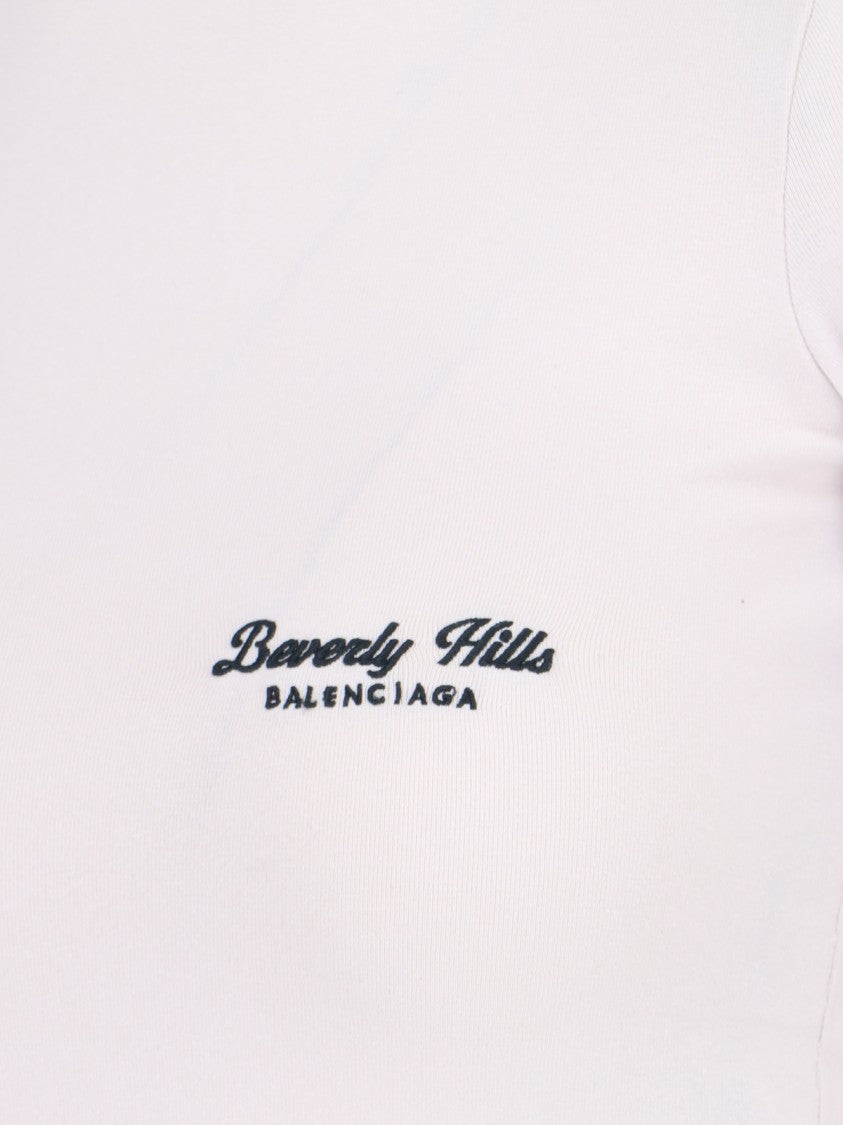 Balenciaga "Beverly Hills" Stretch Jersey T-Shirt – White