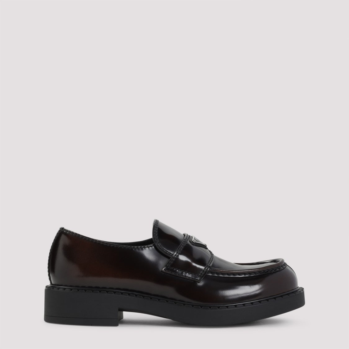 Prada Brushed Leather Loafers With Tonal Stitching