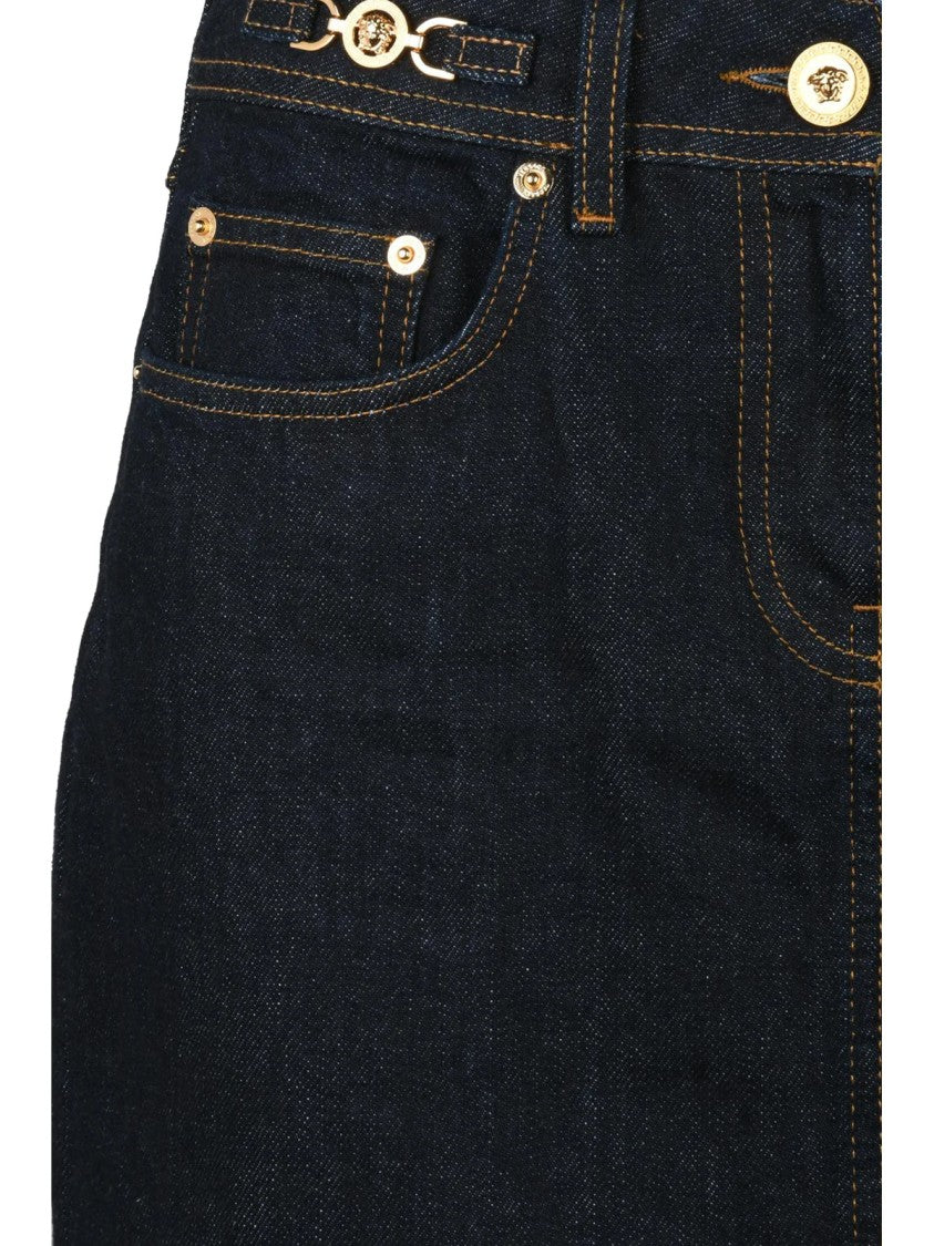 Versace Collection Long Denim Skirt - Navy Blue