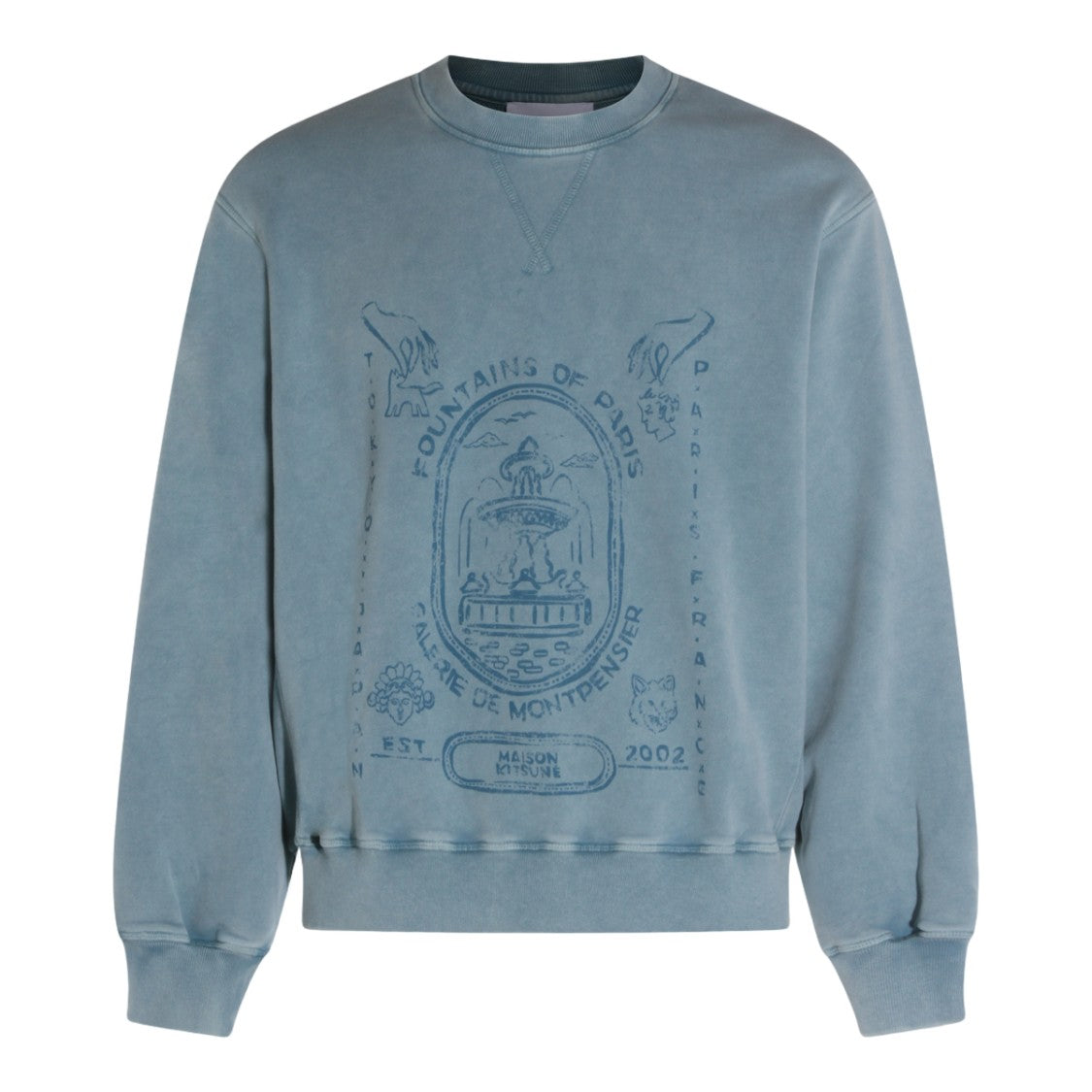 Maison Kitsuné Vintage Graphic Print Sweatshirt With Ribbed Detailing