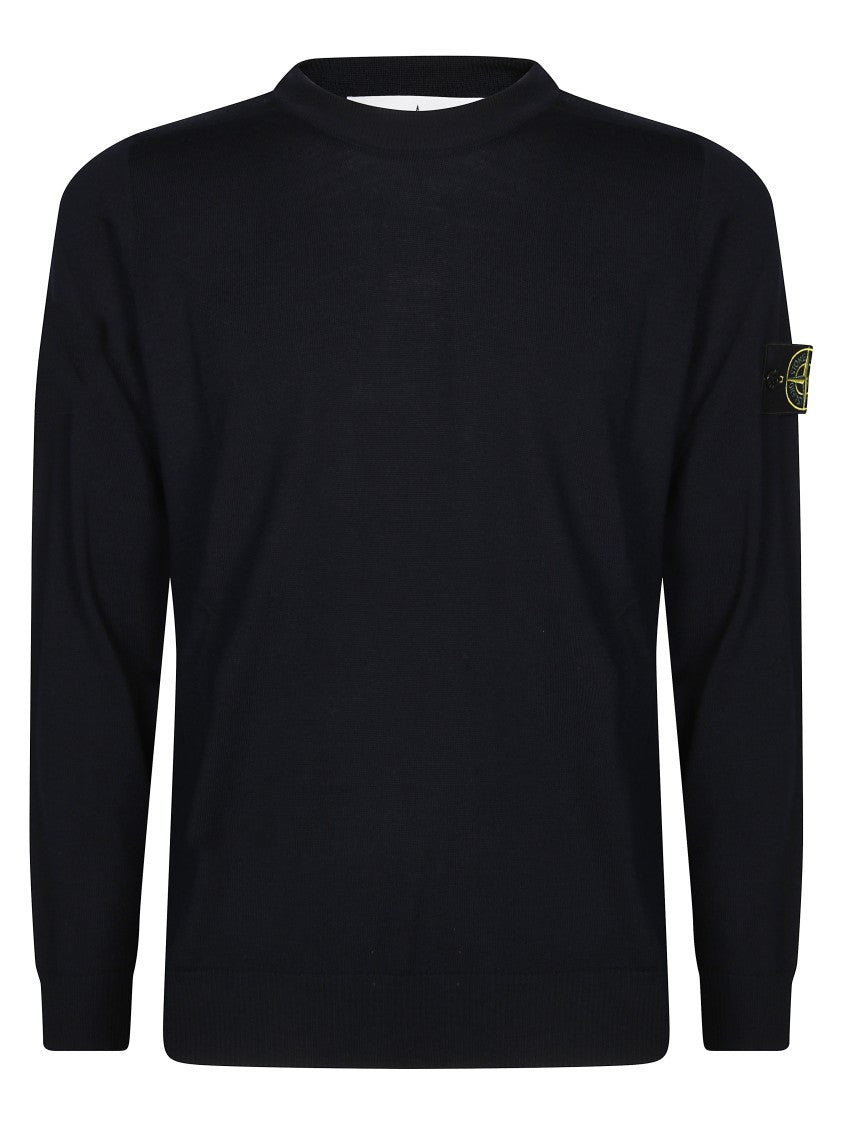 Stone Island Black Fitted Crew Neck Sweater
