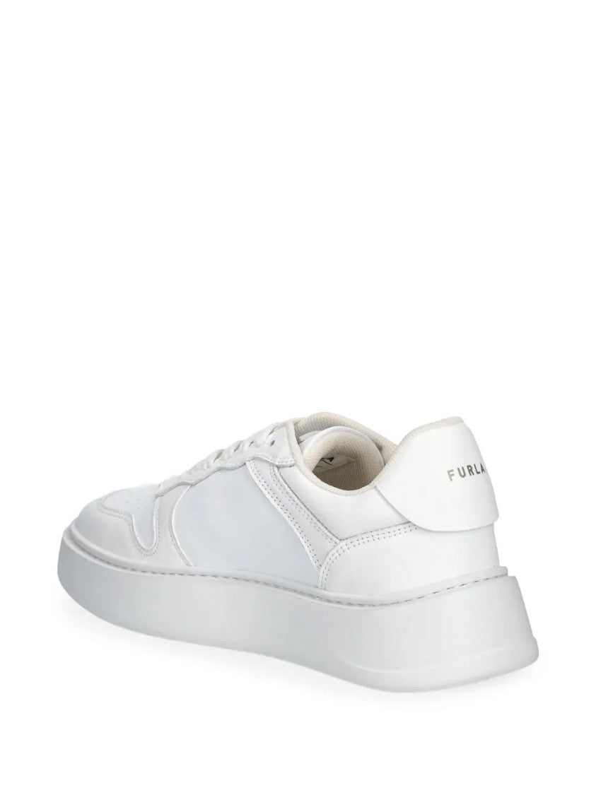 Furla Beige Lace-Up Sneakers With Cushioned Sole