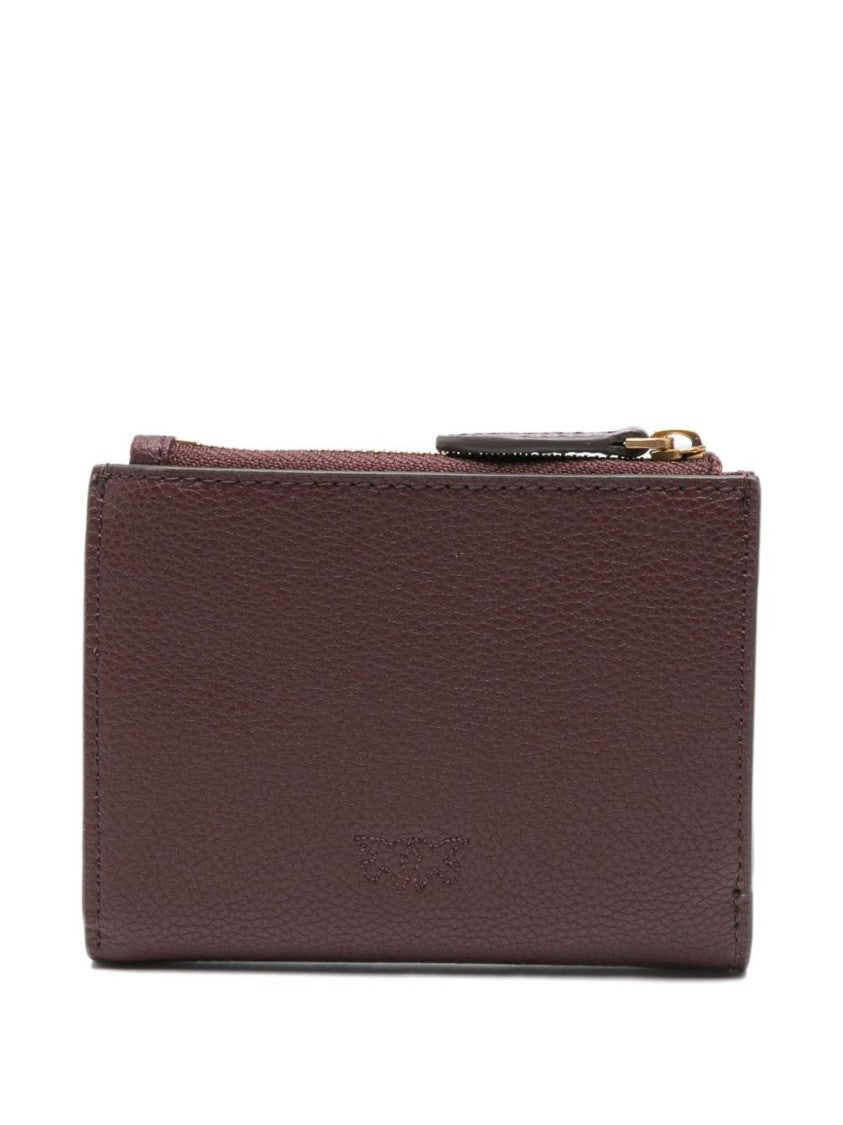 Pinko Textured Calf Leather Brown Wallet
