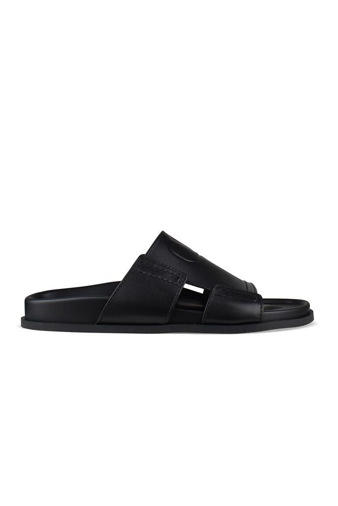Valentino Garavani Black Leather Vlogo Sandals