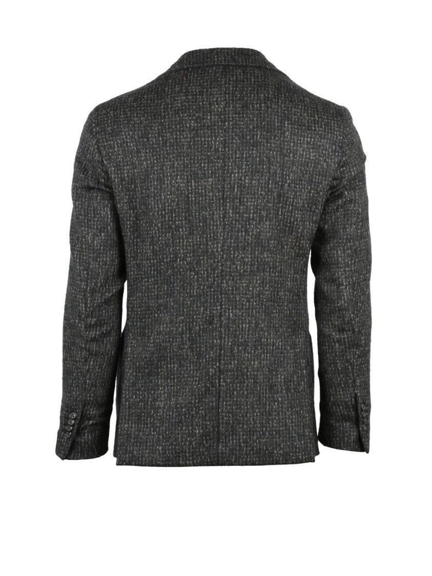 L.B.M. 1911 Textured Multicolor Rounded Jacket With Classic Button Closure