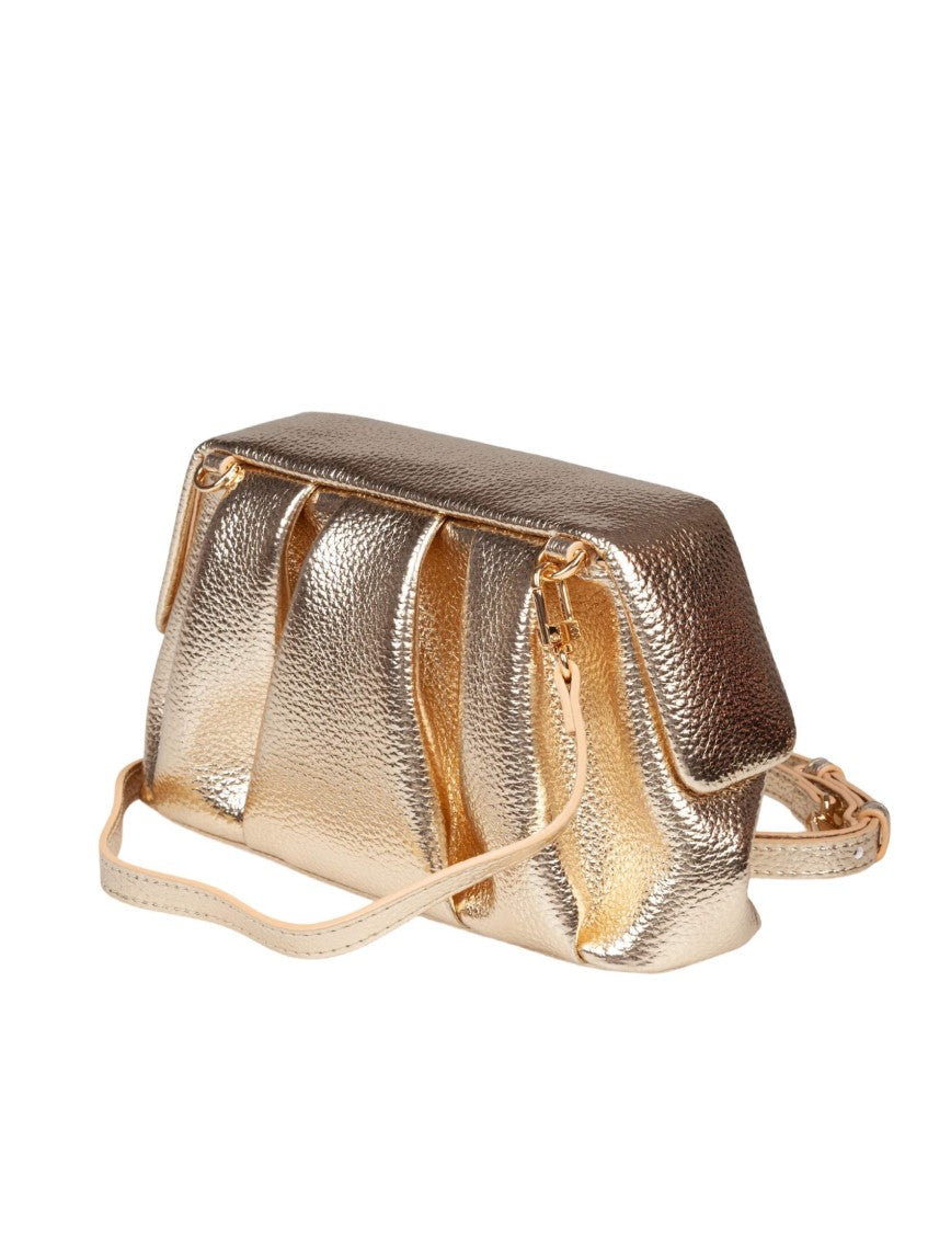 Themoirè Structured Metallic Gold Vegan Leather Handbag