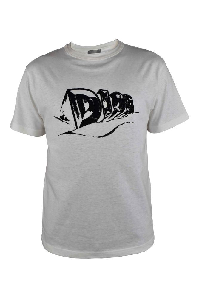 Dior Cotton T-Shirt With Black Velvet Logo Detail