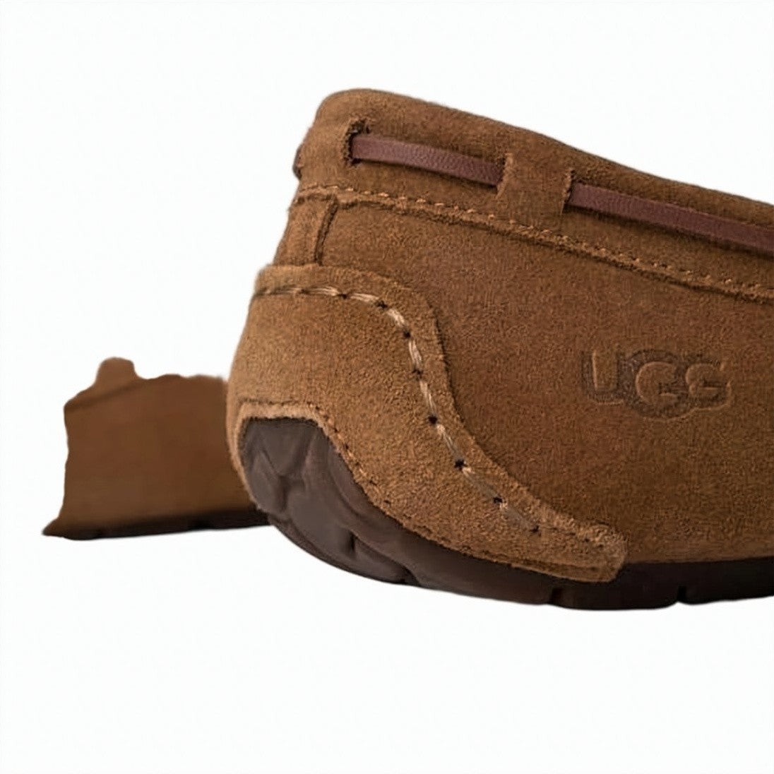 Ugg Moccasin-Style Suede Loafers With Whipstitching And Plush Lining