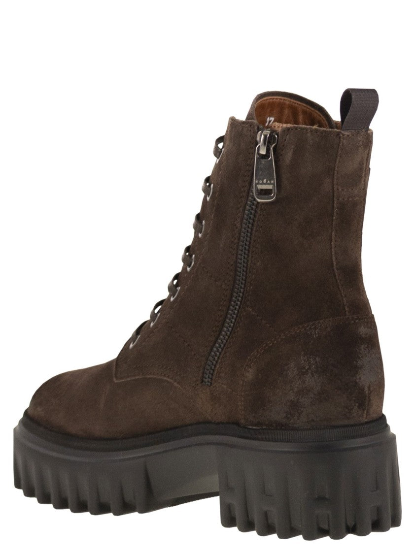 Hogan H700 - Suede Combat Boots
