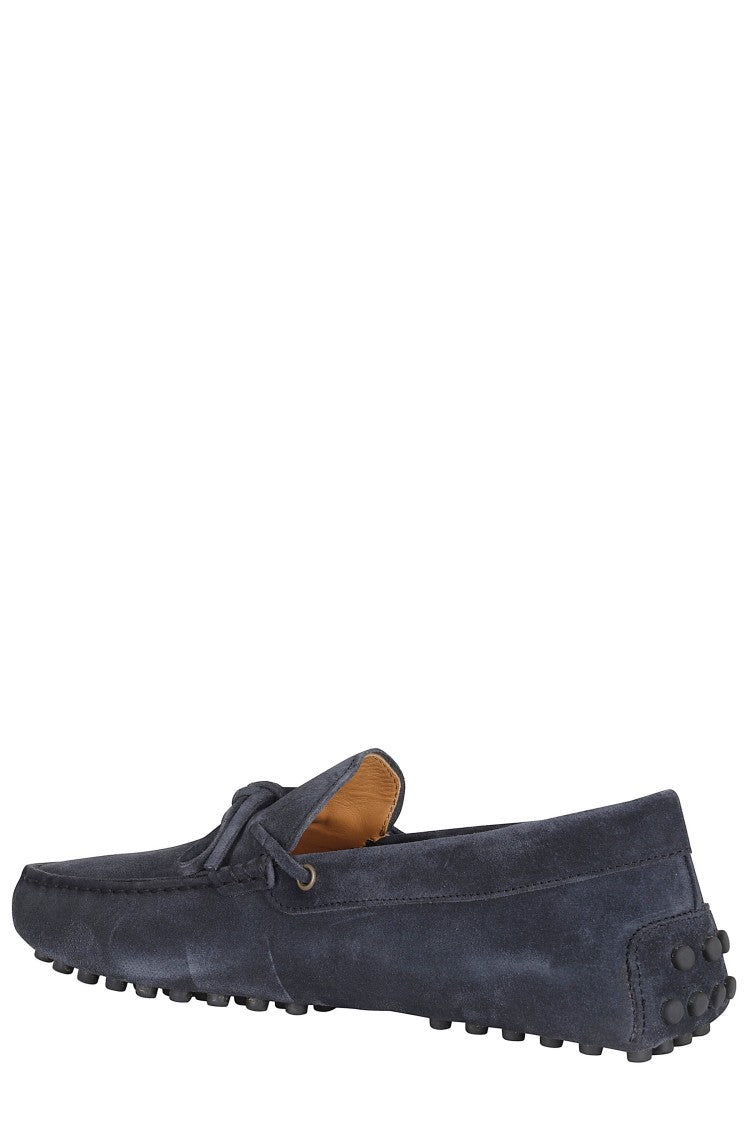 Tod's Blue Moccasin Lace Up Gommino 22L Suede Loafers