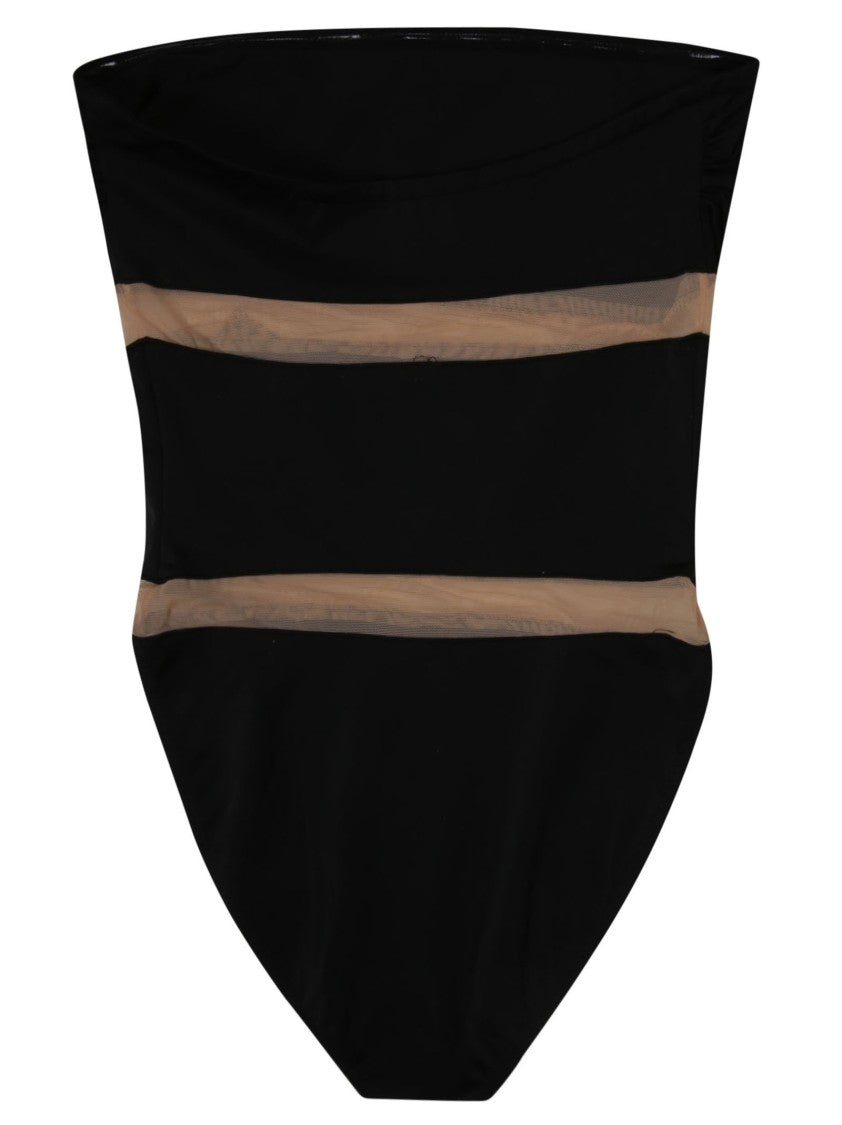 Norma Kamali Strapless Sheer Panel One Piece Swimwear