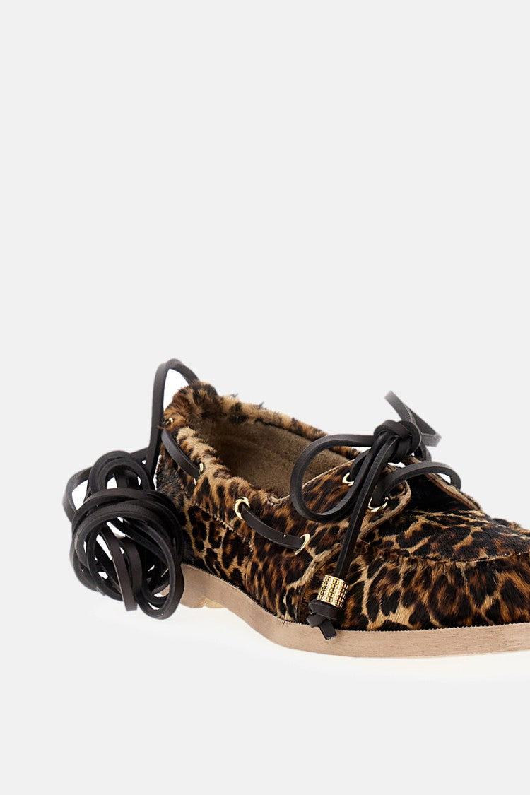 Golden Goose Leopard-Print Pony Skin Boat Moccasin With Rubber Sole