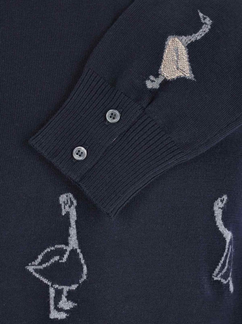 Thom Browne Minimalist Knit Sweater With Ribbed Details