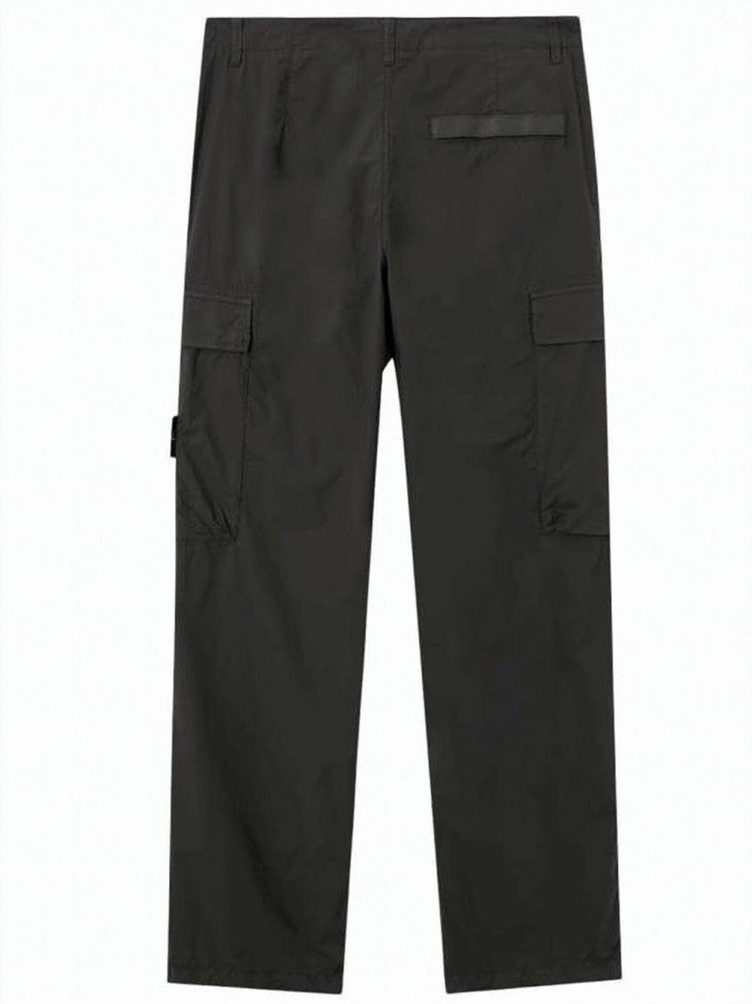 Stone Island Utilitarian Black Straight Pants With Cargo Pockets
