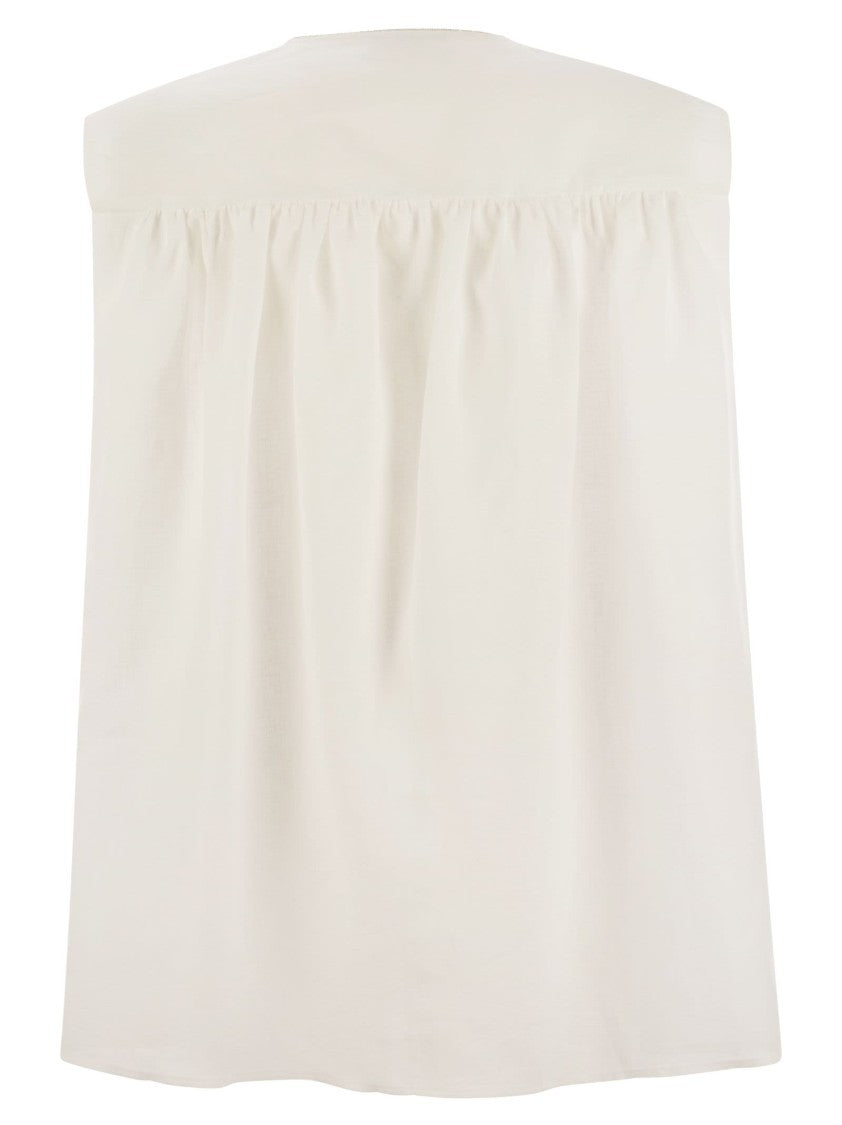 Fabiana Filippi Linen Sleeveless Top With Back Gathering