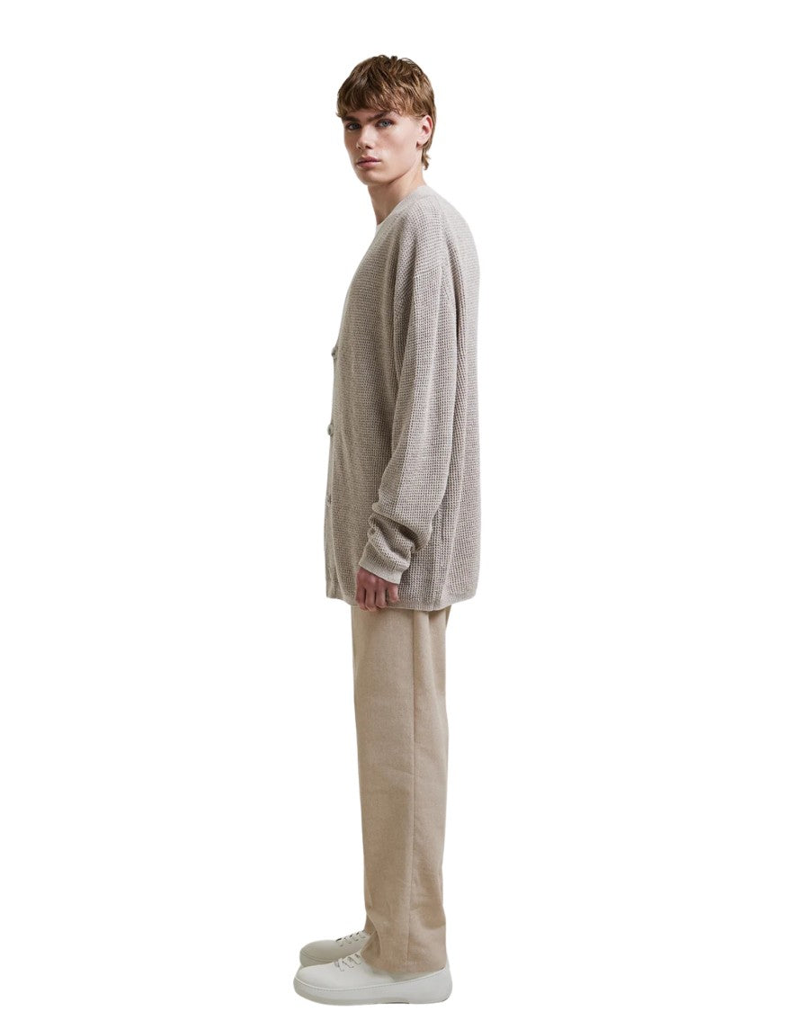 Hevo Safari Barbarano Linen-Cotton Waffle Stitch Cardigan