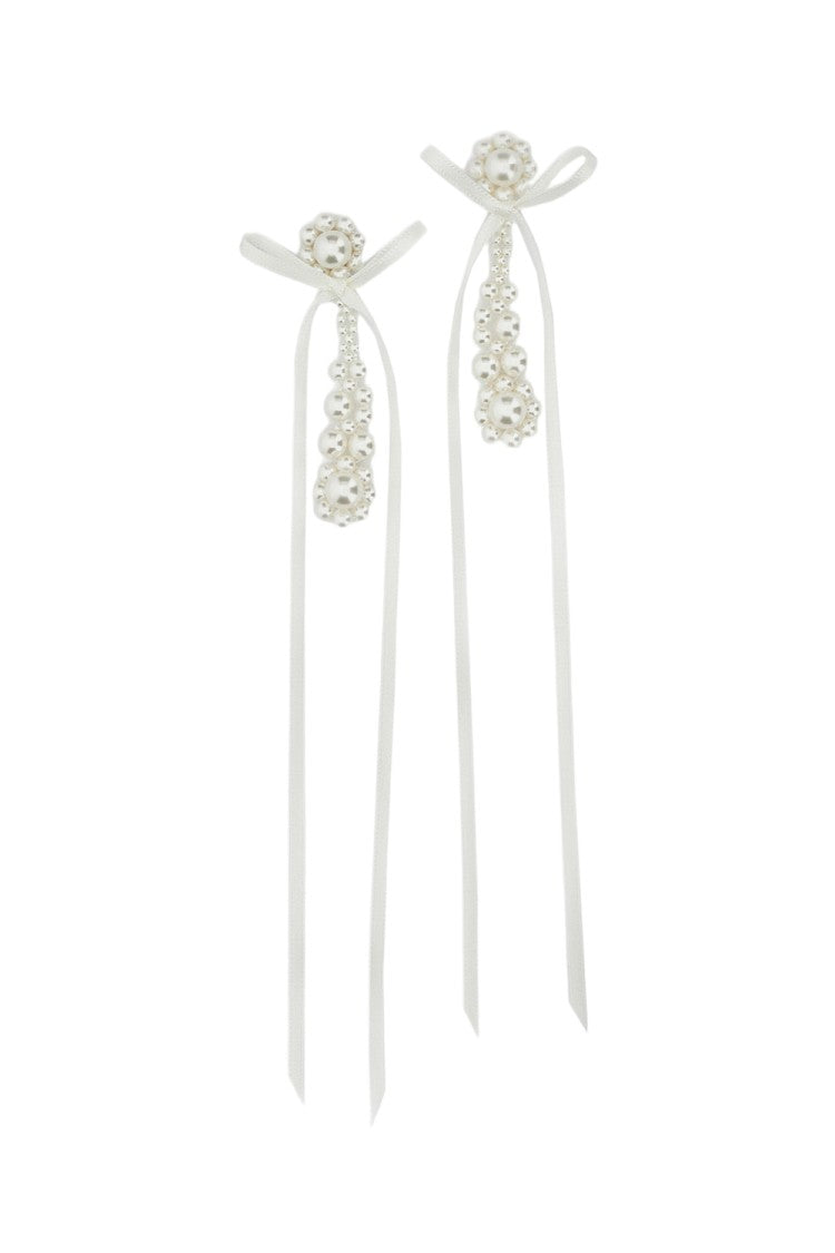 Simone Rocha White Victorian Bow Pearl Earrings