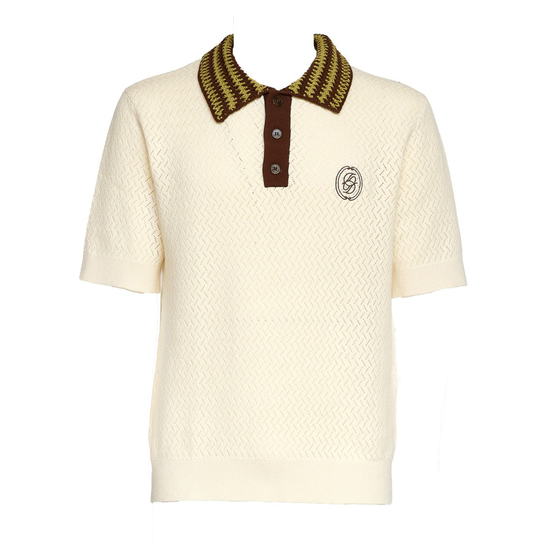 Drôle De Monsieur Maelle Open Work Knit Polo Shirt