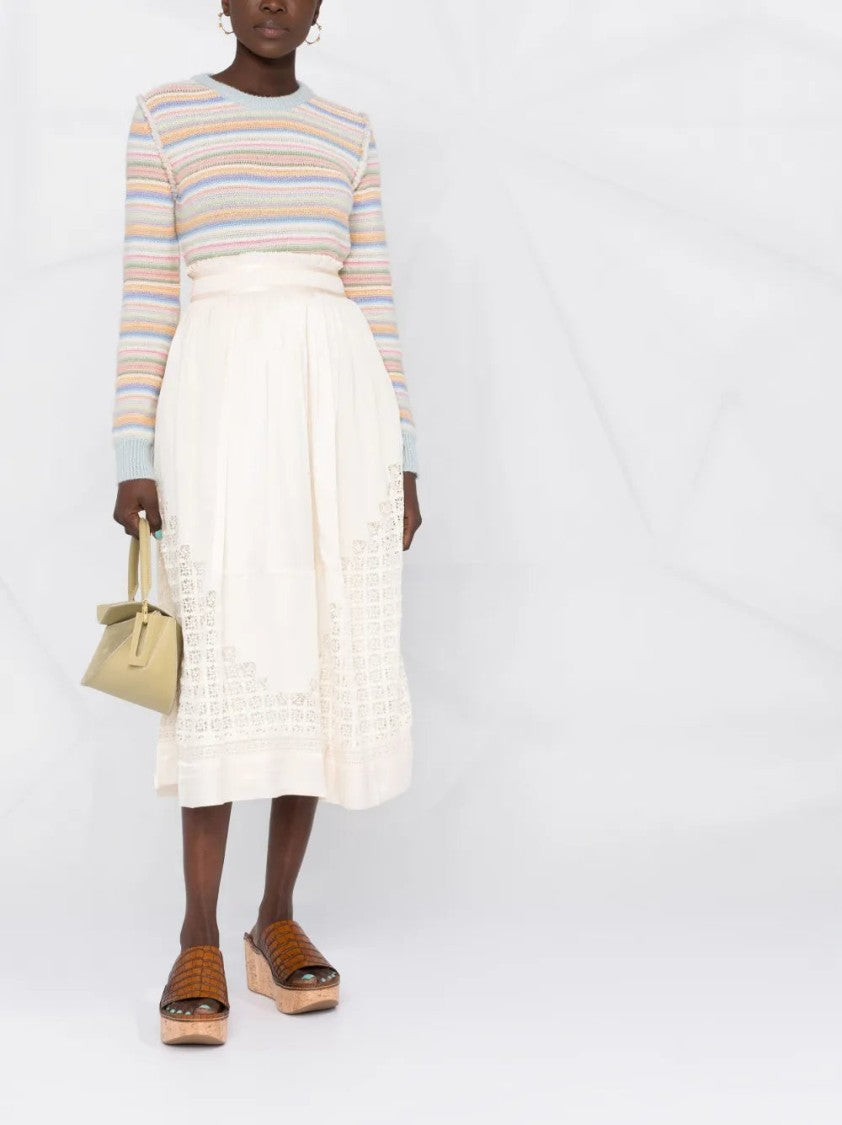 Ulla Johnson Cadena Lace-Insert Midi Skirt