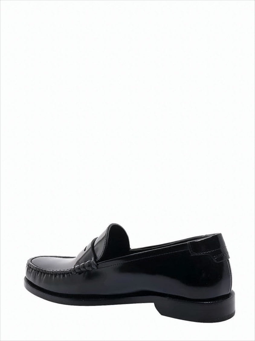 Saint Laurent Polished Black Cow Leather Loafers