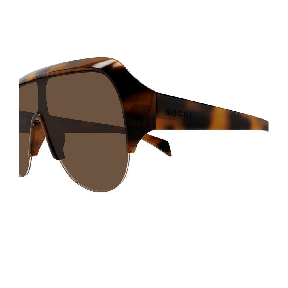 Gucci Oversized Pilot Mask Sunglasses With Sculpted Temples