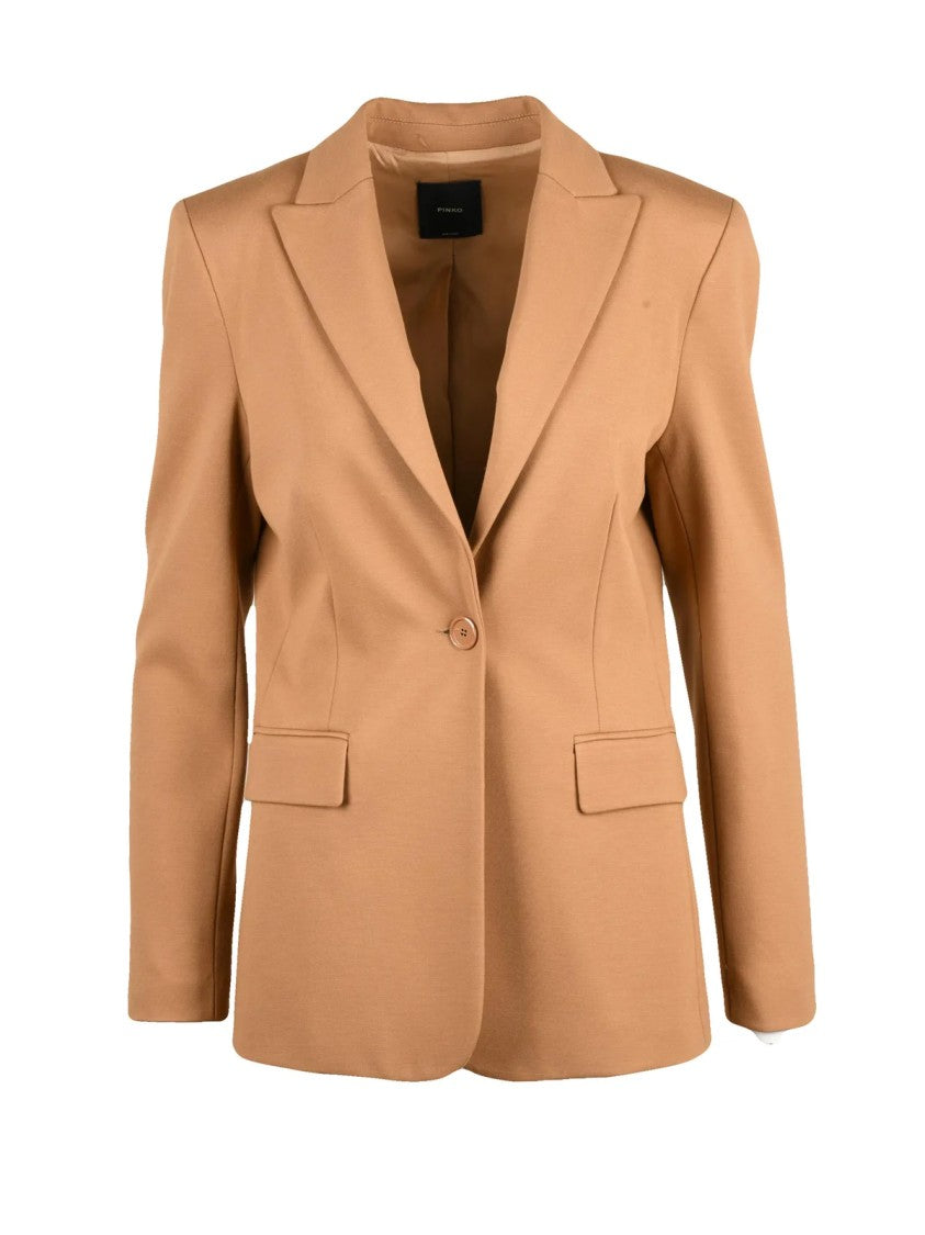 Pinko Beige New Signum Tailored Viscose-Blend Blazer