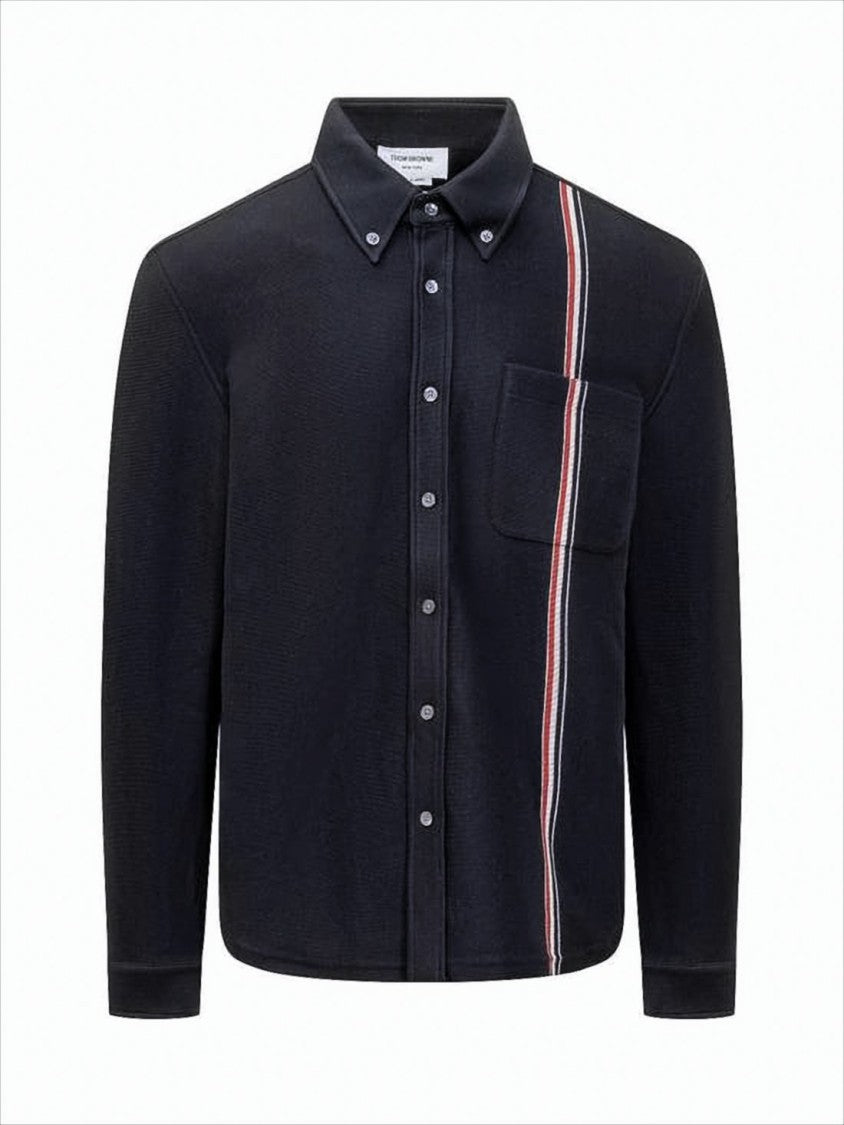 Thom Browne Button-Up Jacket With Distinctive Stripe Detail