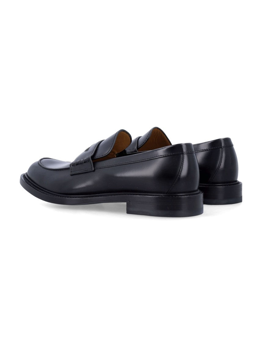 Gucci Black Leather Loafers With Iconic Web Detail