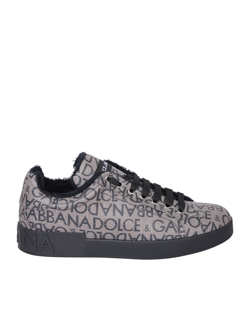 Dolce & Gabbana Brown Portofino Sneakers With All-Over Logo Print