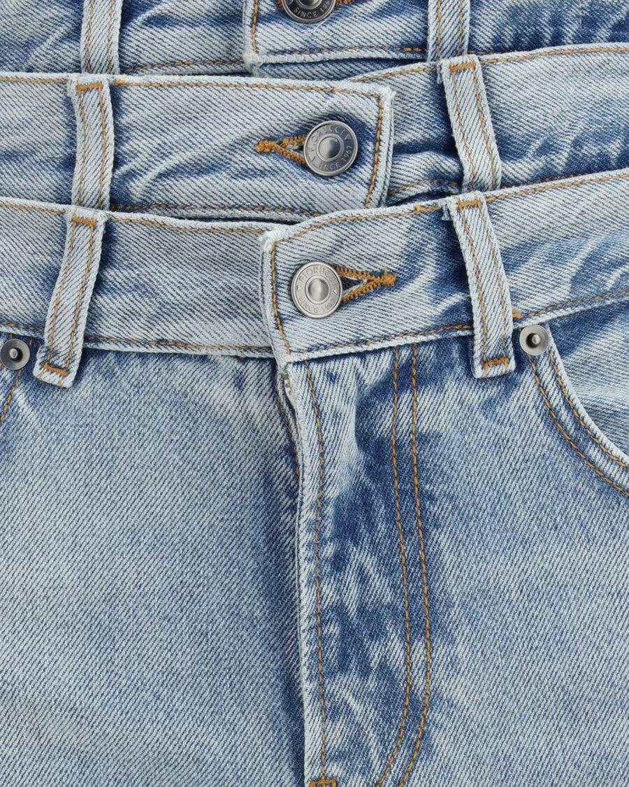 Fiorucci Triple-Layered Waistband Light Blue Flared Jeans