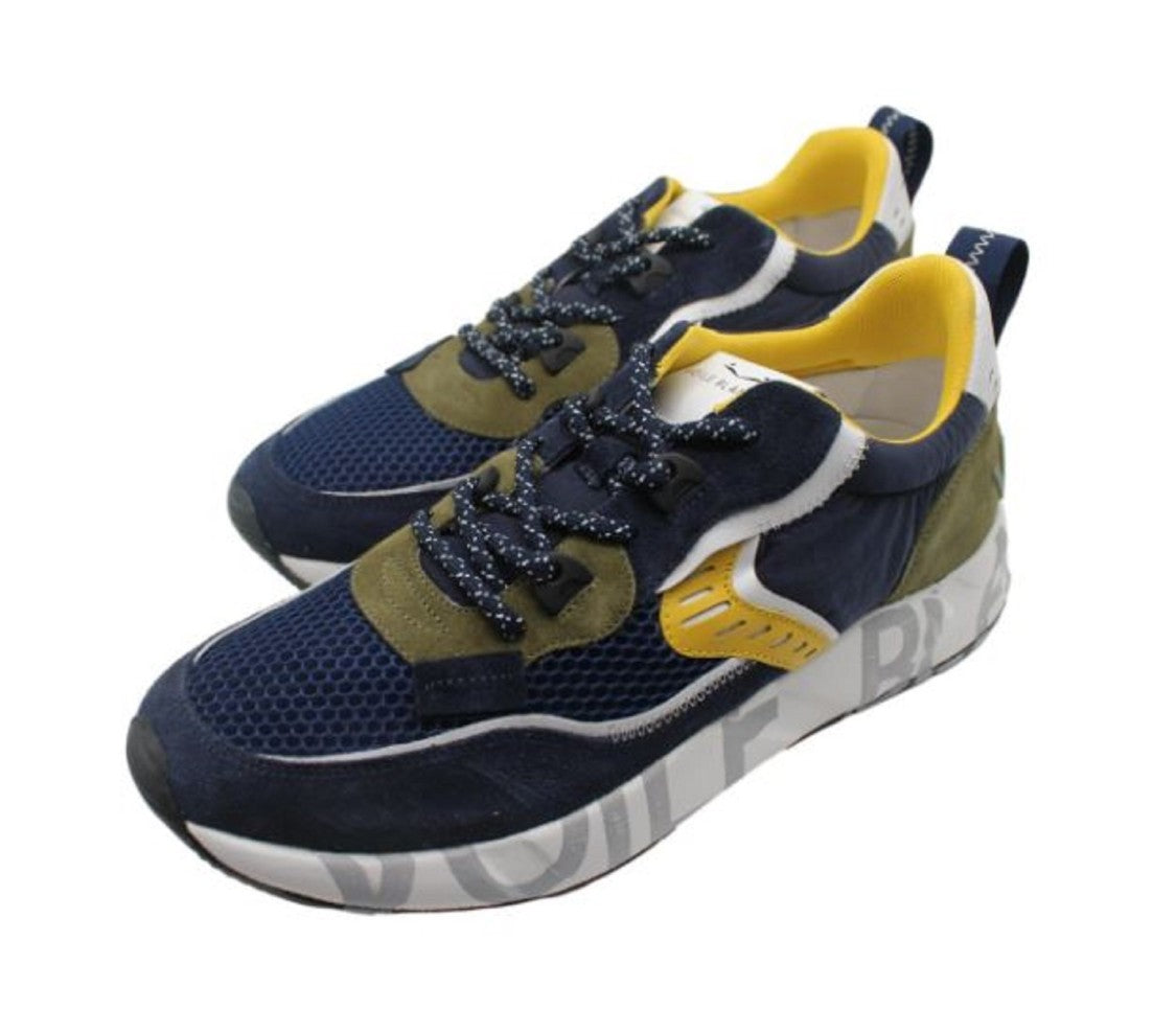 Voile Blanche Navy Blue Mesh Sneakers Yellow Accents