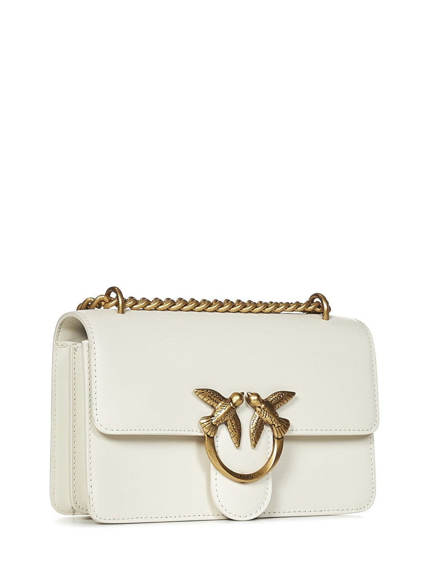 Pinko Mini Love Bag In Silky White Leather