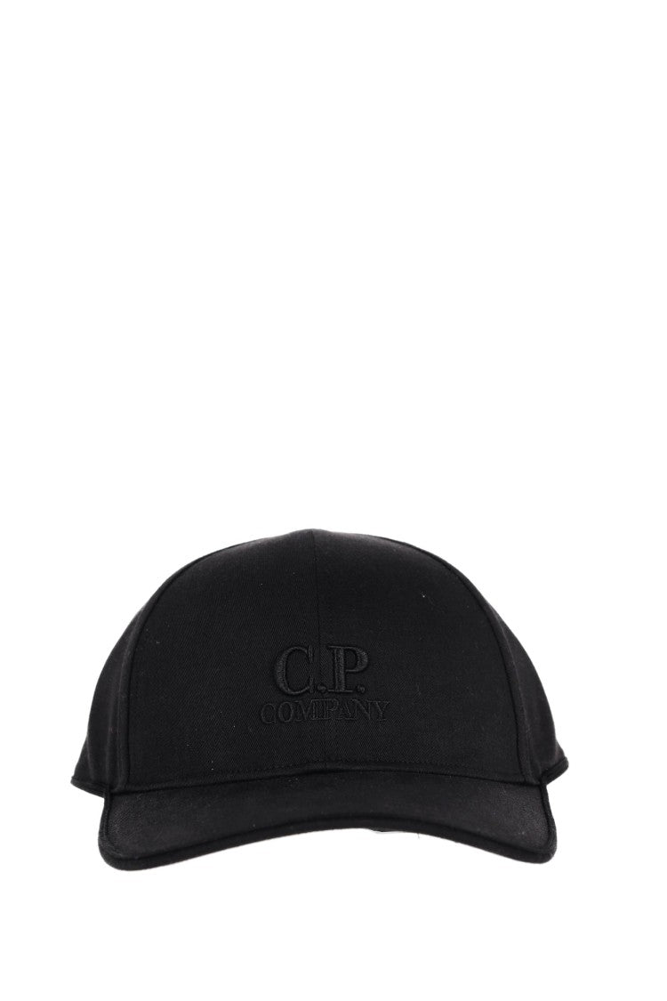 C.P. Company Black Cotton Gabardine Baseball Hat