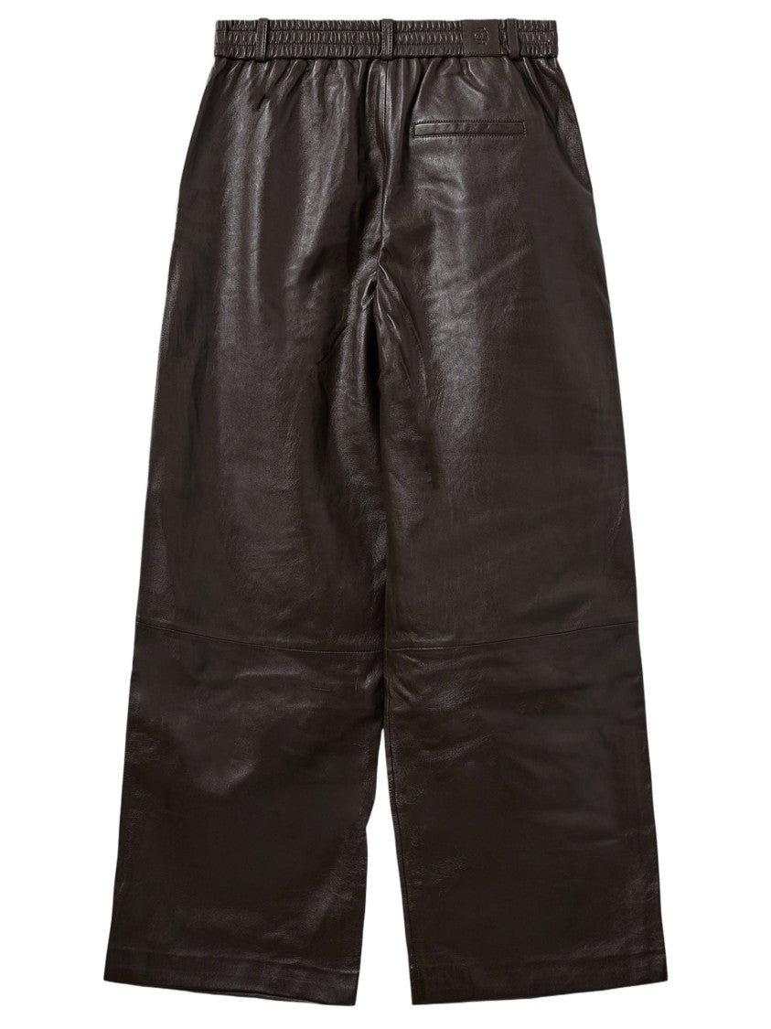 The Garment Wide-Leg Lambskin Trousers With Elasticated Waistband