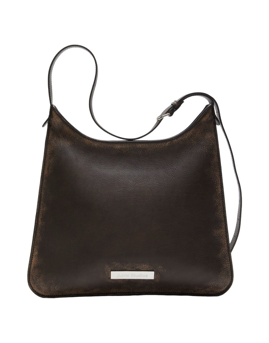 Acne Studios Vintage Brown Leather Shoulder Bag With Minimalist Design