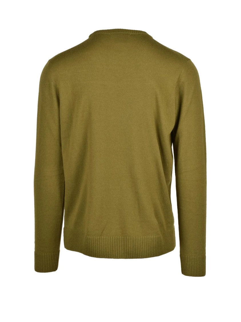 Alpha Studio Crew-Neck Pullover Sweater In Pistachio Wool