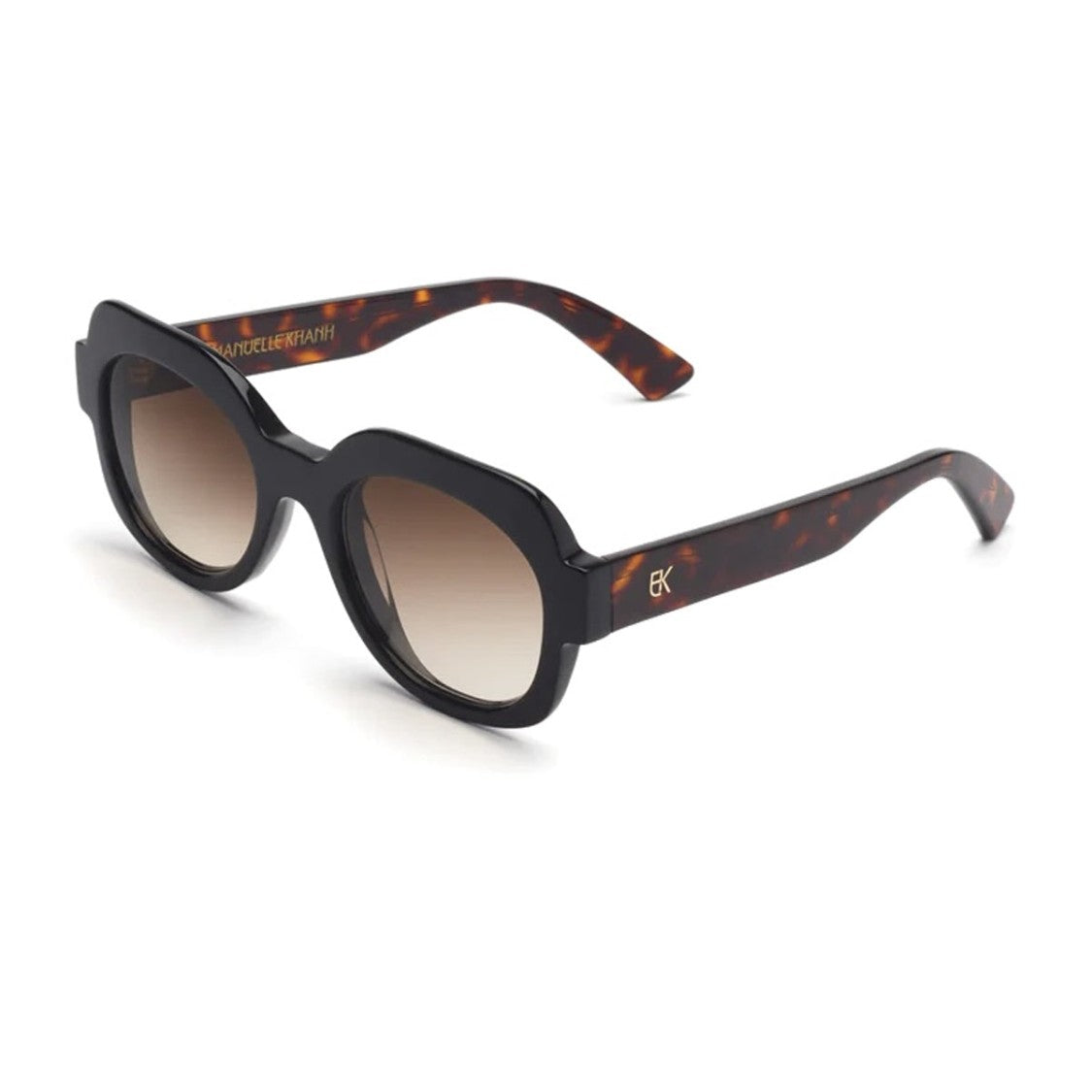 Emmanuelle Khanh Black Satin Geometric Sunglasses