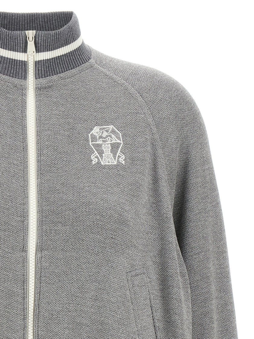 Brunello Cucinelli Logo Embroidery Lamé Sweatshirt