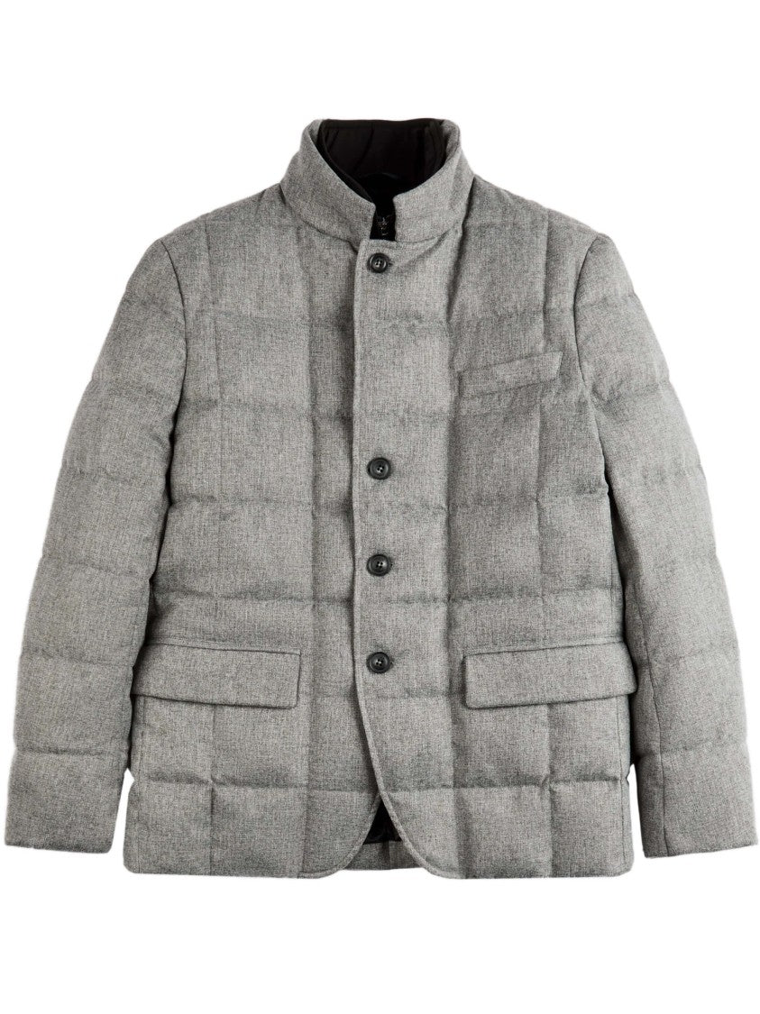 Fay Quilted Down Jacket With High Collar And Flap Pockets