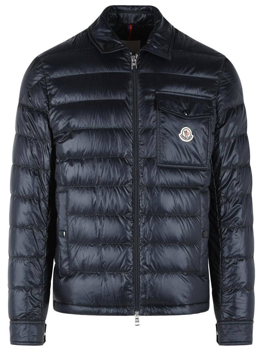 Moncler 'Mourillon' Navy Blue Polyamide Padded Shirt Jacket