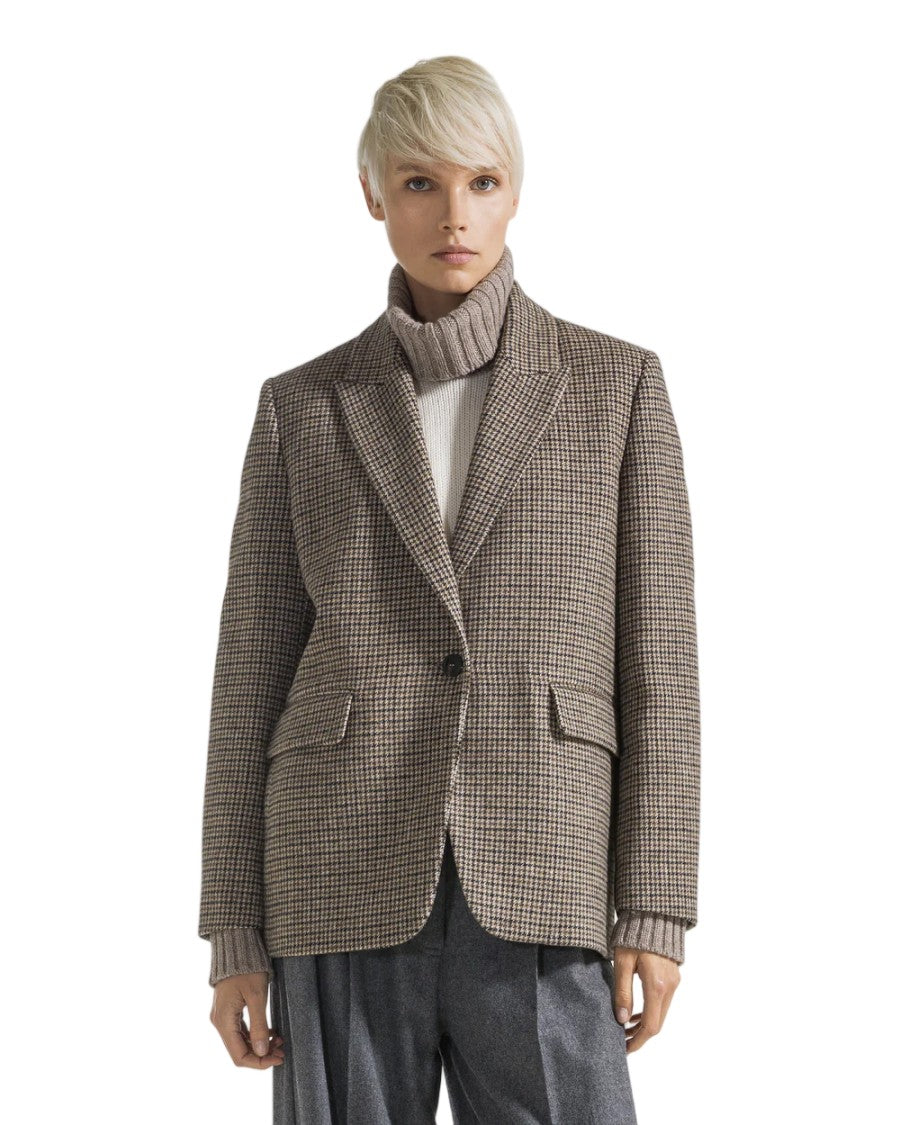 Seventy Single-Breasted Houndstooth Wool-Blend Blazer