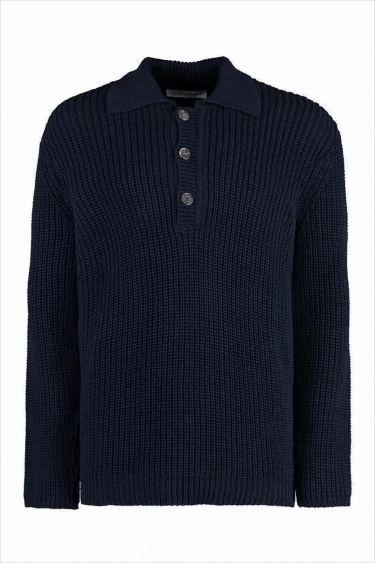 Our Legacy Ribbed Texture Polo Collar Sweater