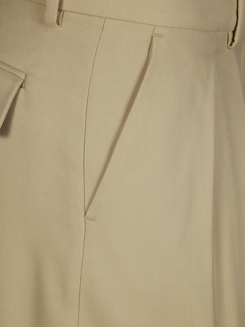 Sportmax Tailored Brown Cargo Pants With Pleated Front And Structured Silhouette